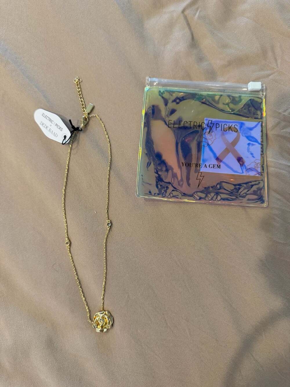Electric Picks Dede Raad Rose Gold Necklace New